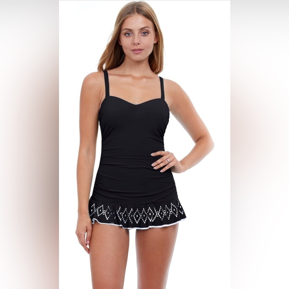 NWT- Profile by Gottex Women's Cup Sized Sweetheart Swimdress One Piece Swimsuit